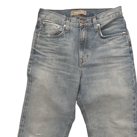 J.Crew Point Sur High Rise Straight Leg Jeans Light Wash Distressed Denim - Picture 6 of 9